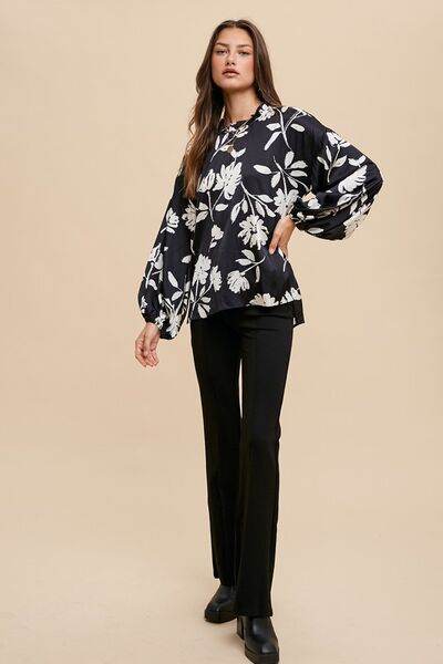 Annie Wear Frill Printed Balloon Sleeve Blouse - Shop Style & More | Fresh Looks, Everyday Deals & Free Shipping