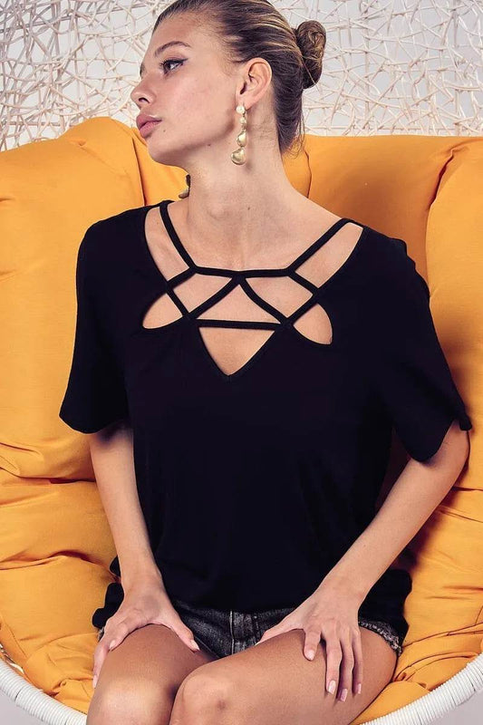 BiBi Silky Knit Top with Front Details - Shop Style & More | Fresh Looks, Everyday Deals & Free Shipping