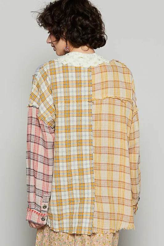 POL Raw Edge Plaid Open Front Cardigan - Shop Style & More | Fresh Looks, Everyday Deals & Free Shipping