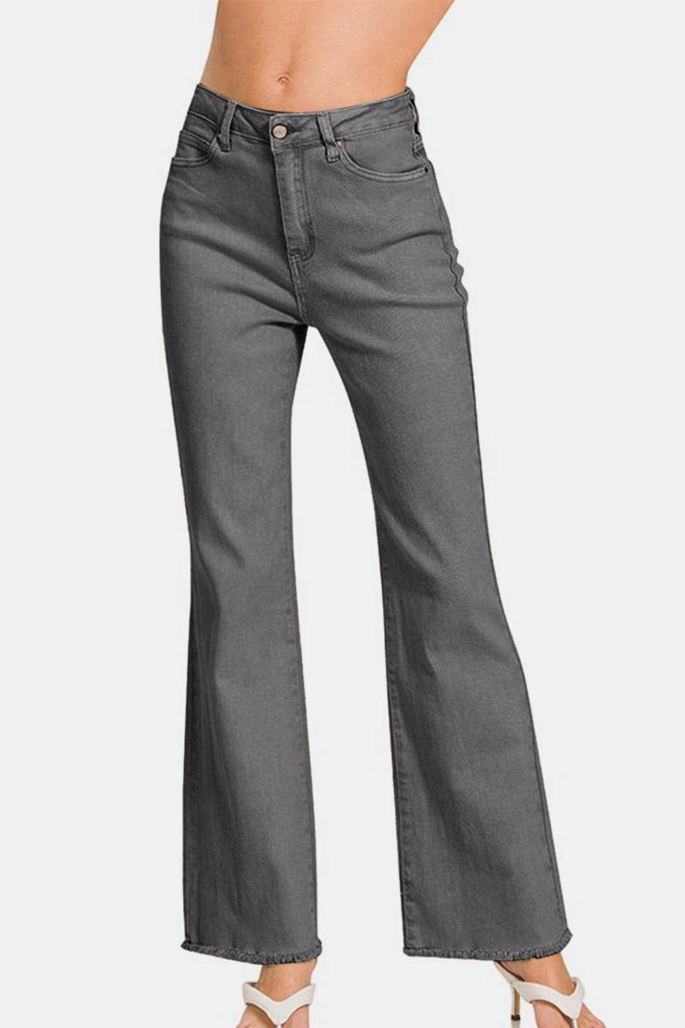 Zenana Acid Washed Frayed Hem Bootcut Jeans - Shop Style & More | Fresh Looks, Everyday Deals & Free Shipping