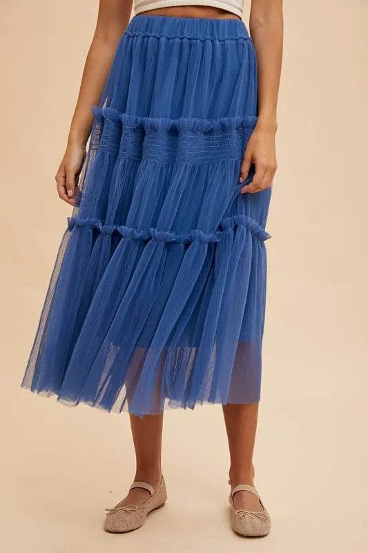 Annie Wear Tulle Tiered Midi Skirt - Shop Style & More | Fresh Looks, Everyday Deals & Free Shipping