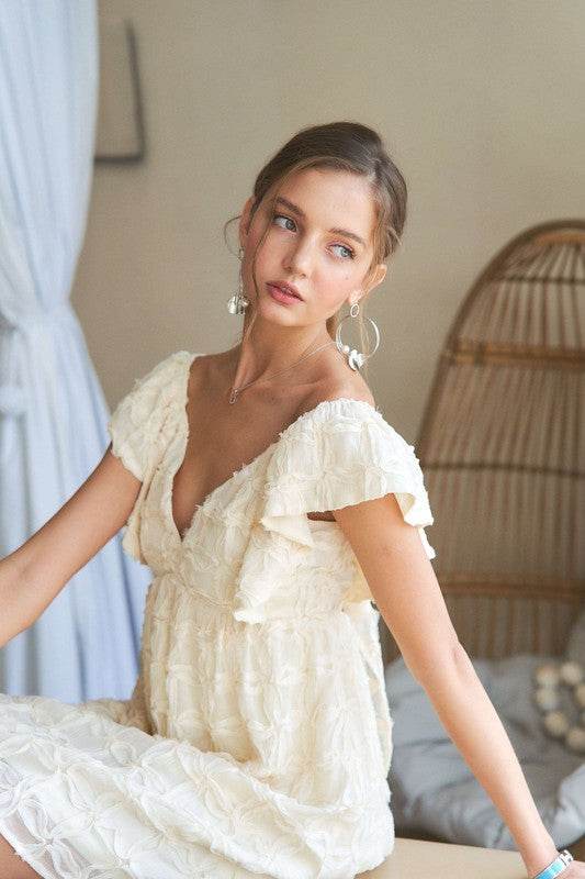 ADORA Tie Back V-Neck Ruffle Sleeve Dress - Shop Style & More | Fresh Looks, Everyday Deals & Free Shipping