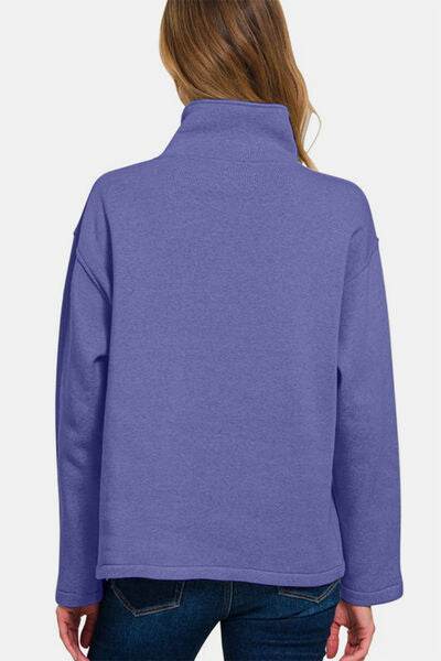 Zenana Turtleneck Half Snap Fleece Sweatshirt - Shop Style & More | Fresh Looks, Everyday Deals & Free Shipping