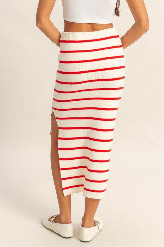 HYFVE Side Slit Striped Bodycon Sweater Skirt - Shop Style & More | Fresh Looks, Everyday Deals & Free Shipping