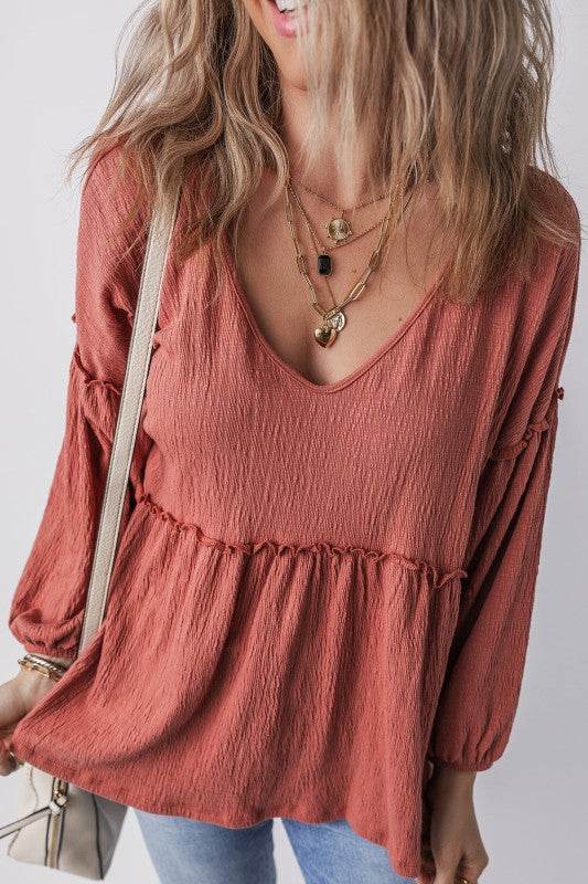Rowan Textured Frilled Trim Puff Sleeve Blouse - Shop Style & More | Fresh Looks, Everyday Deals & Free Shipping