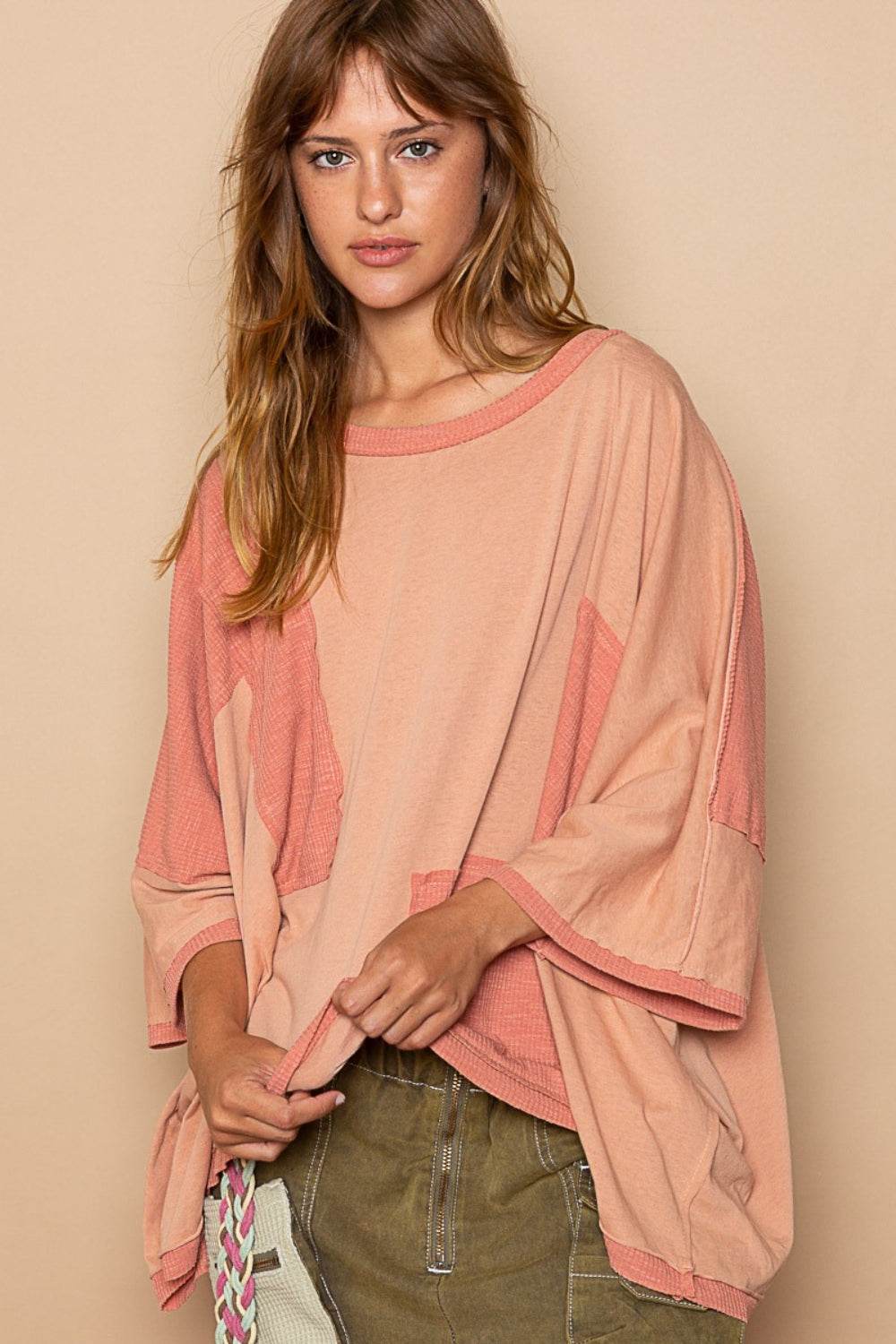 POL Frayed Edge Patchwork Oversized T-Shirt - Shop Style & More | Fresh Looks, Everyday Deals & Free Shipping