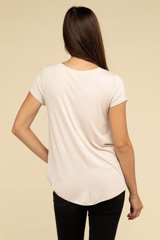 Flowy Round Hem Rayon Short Sleeve Top - Shop Style & More | Fresh Looks, Everyday Deals & Free Shipping