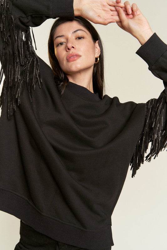 Silver studded fringe sleeve top PLUS JJT5009P - Shop Style & More | Fresh Looks, Everyday Deals & Free Shipping