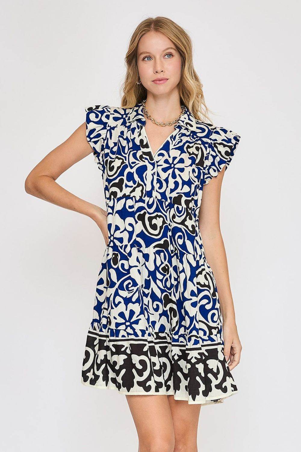 Umgee Floral Ruffled Cap Sleeve Tiered Dress - Shop Style & More | Fresh Looks, Everyday Deals & Free Shipping