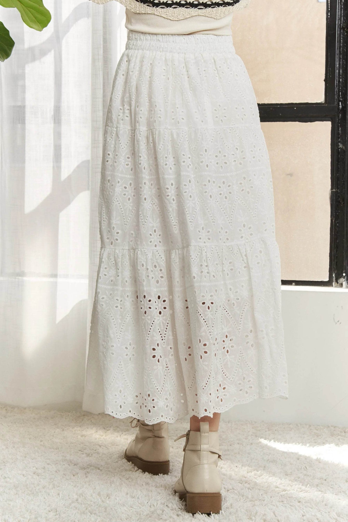 ADORA Elastic Waistband Tiered Midi Skirt - Shop Style & More | Fresh Looks, Everyday Deals & Free Shipping