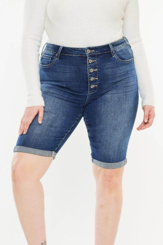 Kancan Full Size Cat's Whiskers Button Fly Denim Shorts - Shop Style & More | Fresh Looks, Everyday Deals & Free Shipping