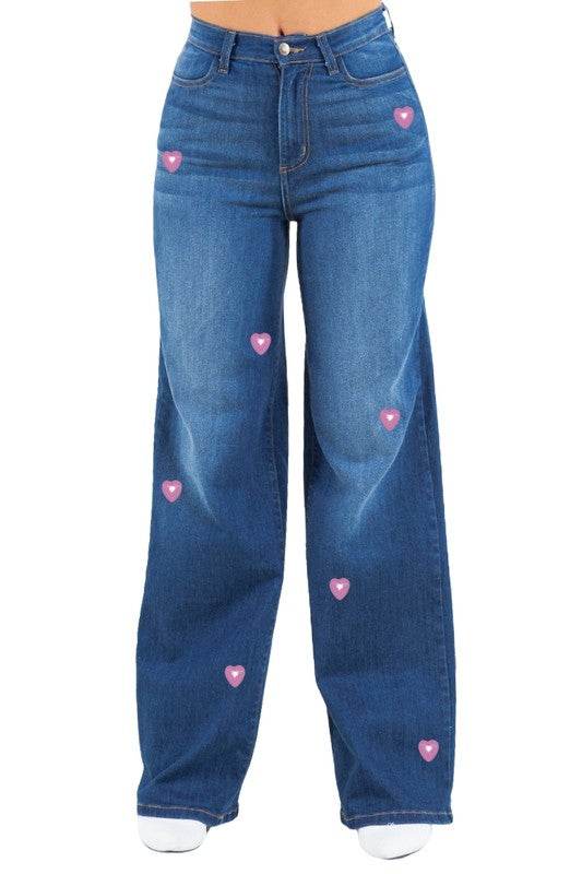 Heart Stud Wide Leg Jean - Shop Style & More | Fresh Looks, Everyday Deals & Free Shipping