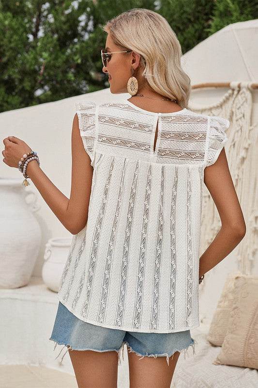 Mock Neck Crewneck Ruffle Sleeve Solid Slim Top - Shop Style & More | Fresh Looks, Everyday Deals & Free Shipping