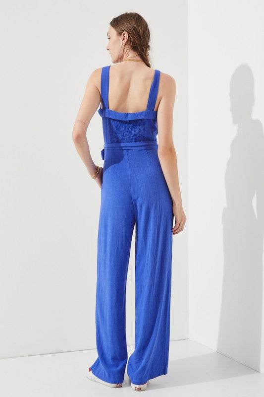 SLEEVELESS ADJUSTABLE STRAP BUTTON DOWN JUMPSUIT - Shop Style & More | Fresh Looks, Everyday Deals & Free Shipping