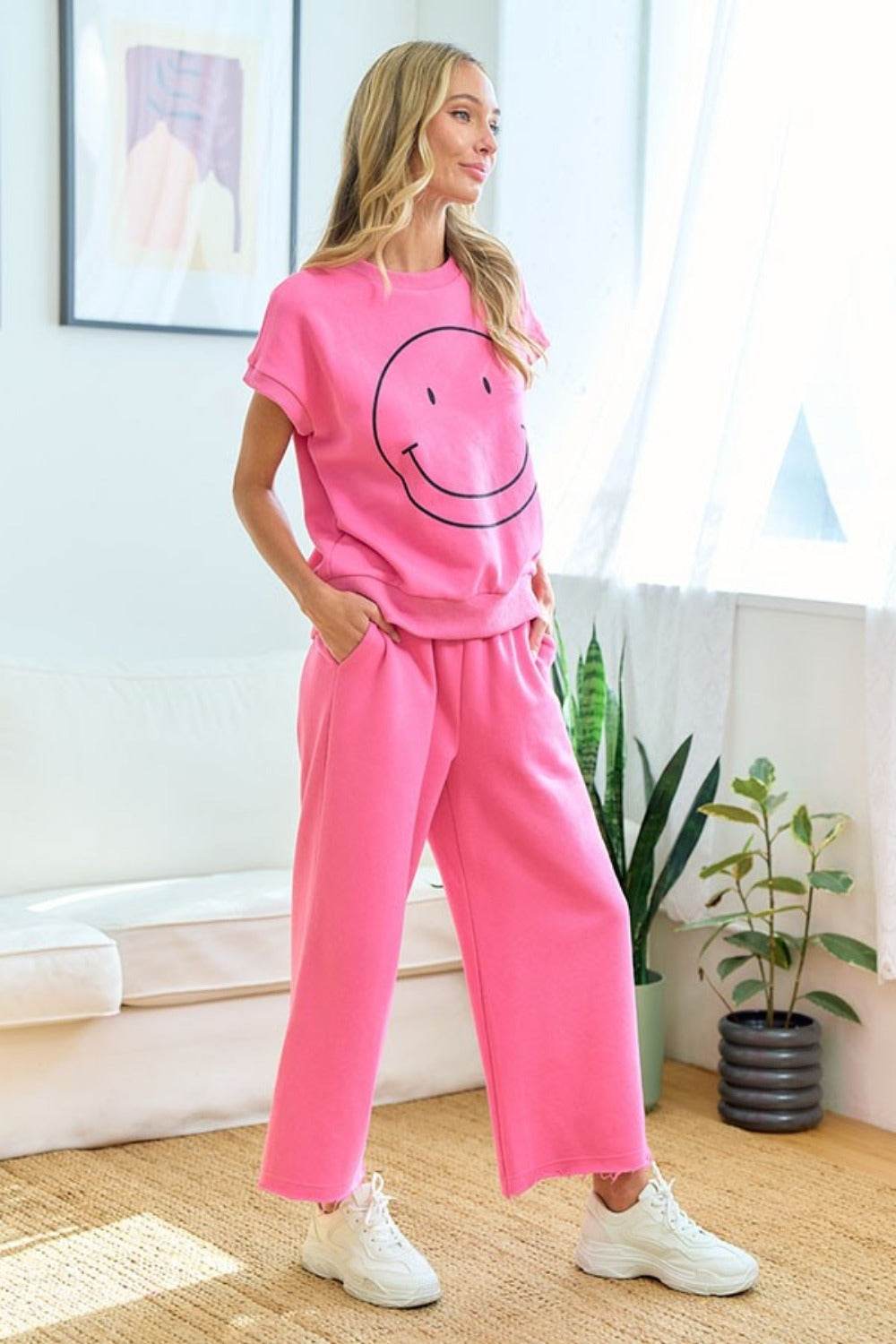 First Love Smile Face Drop Shoulder Brushed Inside T-Shirt - Shop Style & More | Fresh Looks, Everyday Deals & Free Shipping