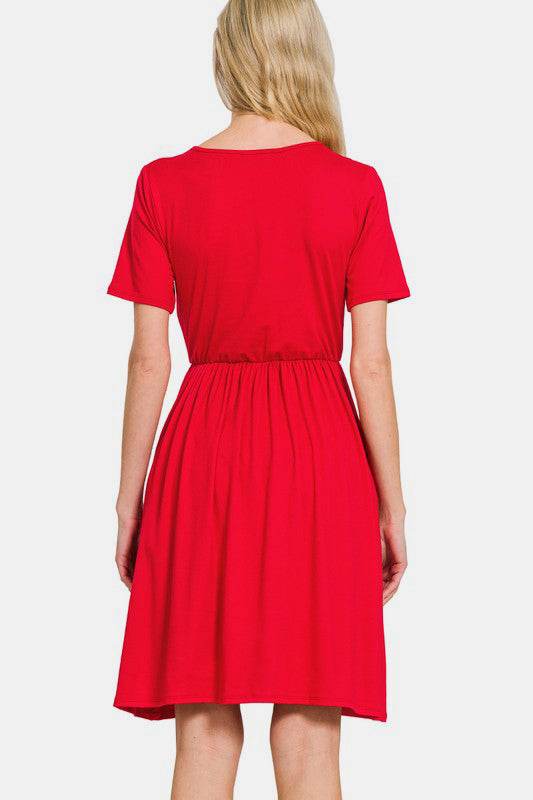 Zenana Surplice Short Sleeve Brushed DTY Dress - Shop Style & More | Fresh Looks, Everyday Deals & Free Shipping