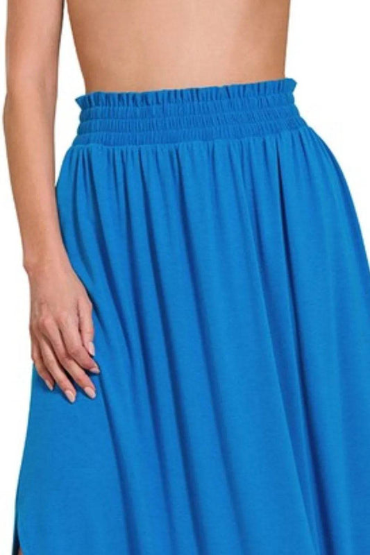 Zenana Smocked Waist Side Slit Maxi Skirt With Pockets - Shop Style & More | Fresh Looks, Everyday Deals & Free Shipping