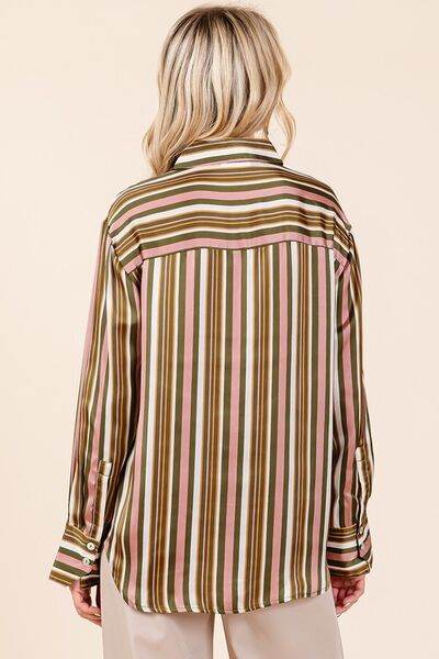 Mittoshop Striped Button Down Satin Shirt - Shop Style & More | Fresh Looks, Everyday Deals & Free Shipping