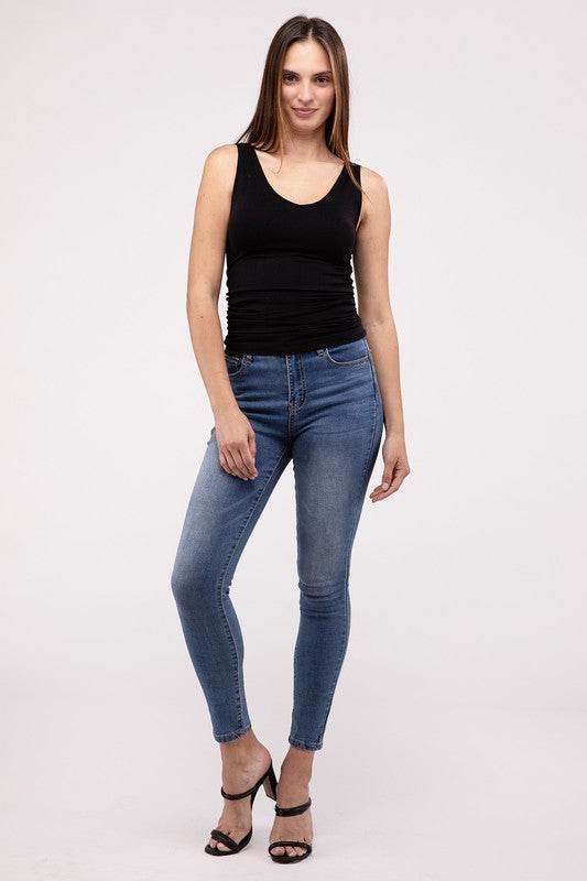 Front & Back 2-Way V-Neck Seamless Tank - Shop Style & More | Fresh Looks, Everyday Deals & Free Shipping
