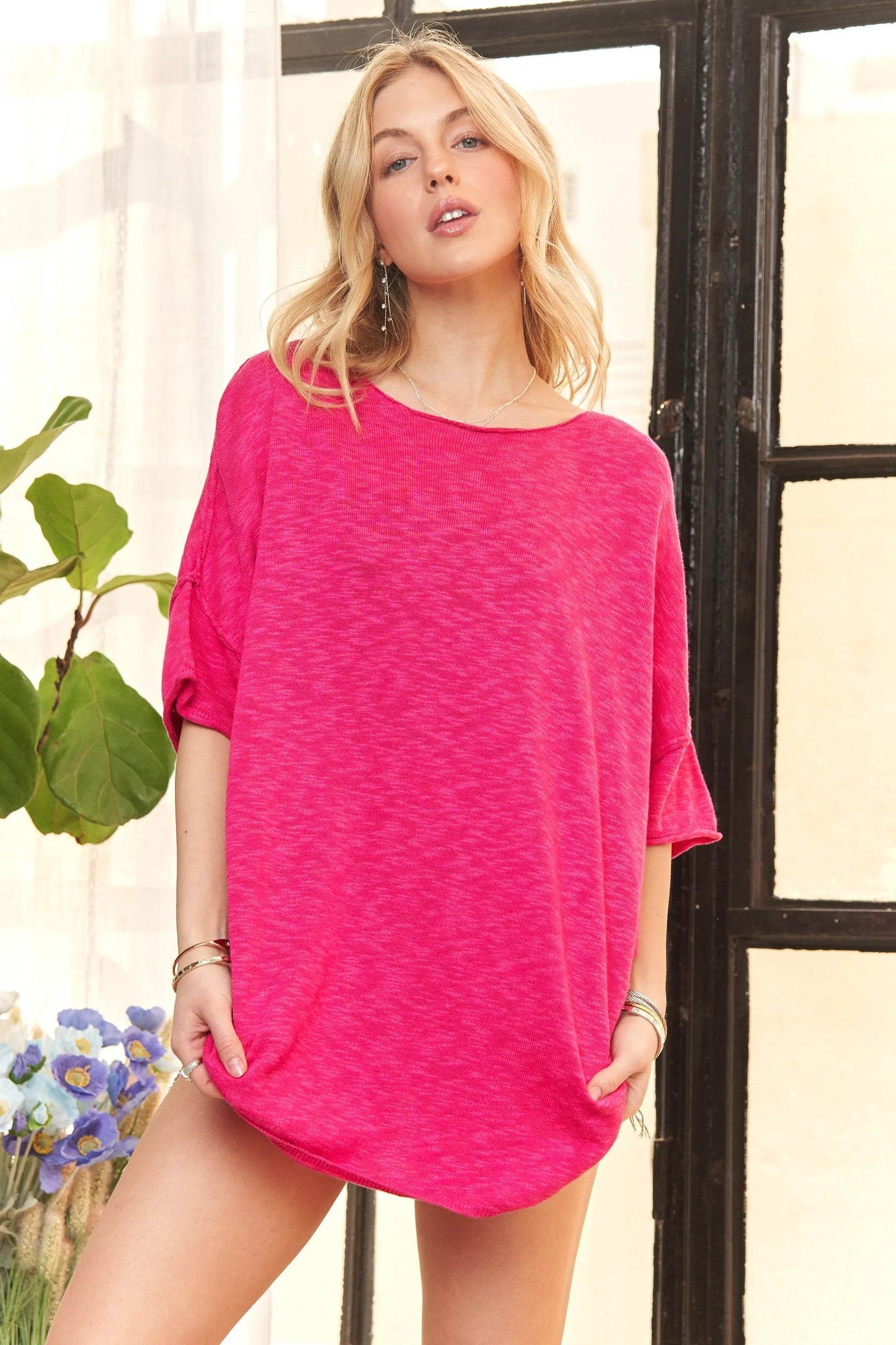 ADORA Drop Shoulder Loose Fit Knit Tunic Top - Shop Style & More | Fresh Looks, Everyday Deals & Free Shipping