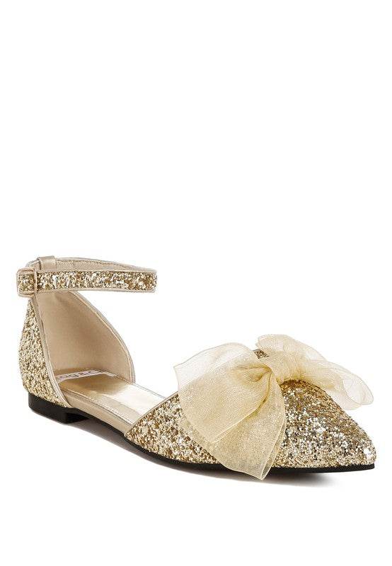 Clarice Sheer Bow Detail Glitter Flat Sandals - Shop Style & More | Fresh Looks, Everyday Deals & Free Shipping