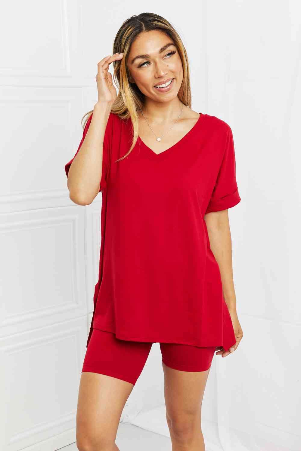 Zenana Full Size Quiet Moments Brushed Lounge Set in Burgundy - Shop Style & More | Fresh Looks, Everyday Deals & Free Shipping