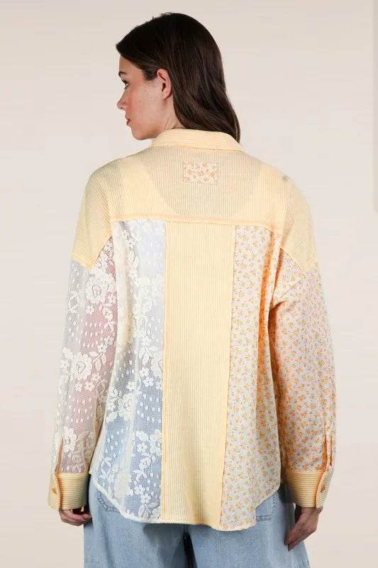 VERY J Plus Size Contrast Ribbed Knit Lace Shacket - Shop Style & More | Fresh Looks, Everyday Deals & Free Shipping