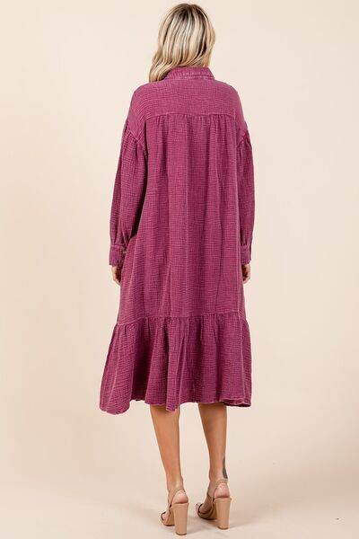 Mittoshop Mineral Wash Cotton Gauze Ruffle Midi Shirt Dress - Shop Style & More | Fresh Looks, Everyday Deals & Free Shipping