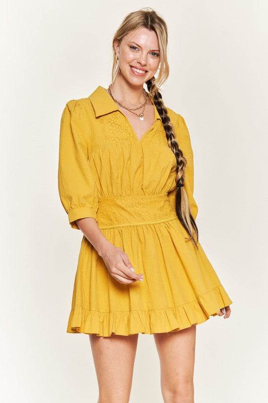Eyelet detail 3/4 sleeve shortdress PLUS JBJ1091P - Shop Style & More | Fresh Looks, Everyday Deals & Free Shipping