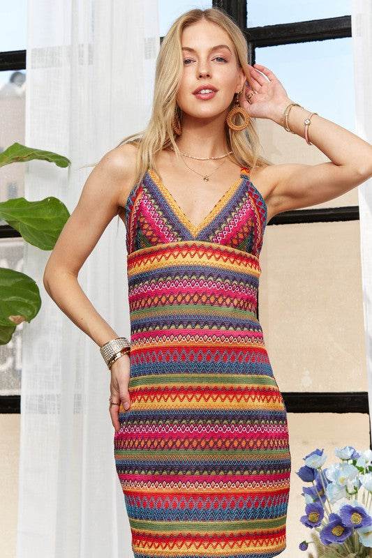ADORA Contrast Striped V-Neck Mini Dress - Shop Style & More | Fresh Looks, Everyday Deals & Free Shipping