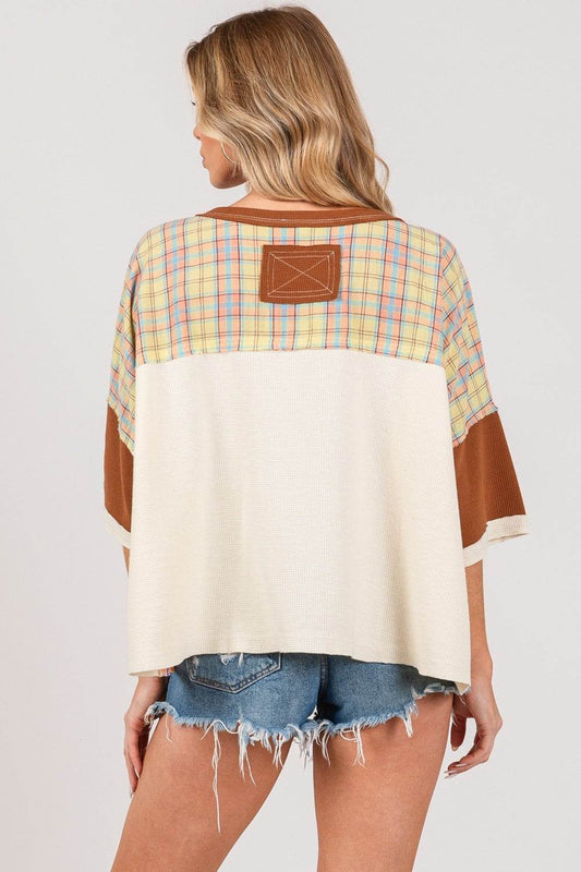 SAGE + FIG Round Neck Plaid Star Patch T-Shirt - Shop Style & More | Fresh Looks, Everyday Deals & Free Shipping