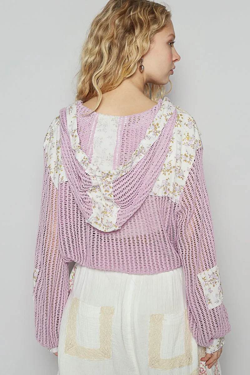 POL Vintage Washed Crochet Hoodie Jacket With Patchwork - Shop Style & More | Fresh Looks, Everyday Deals & Free Shipping