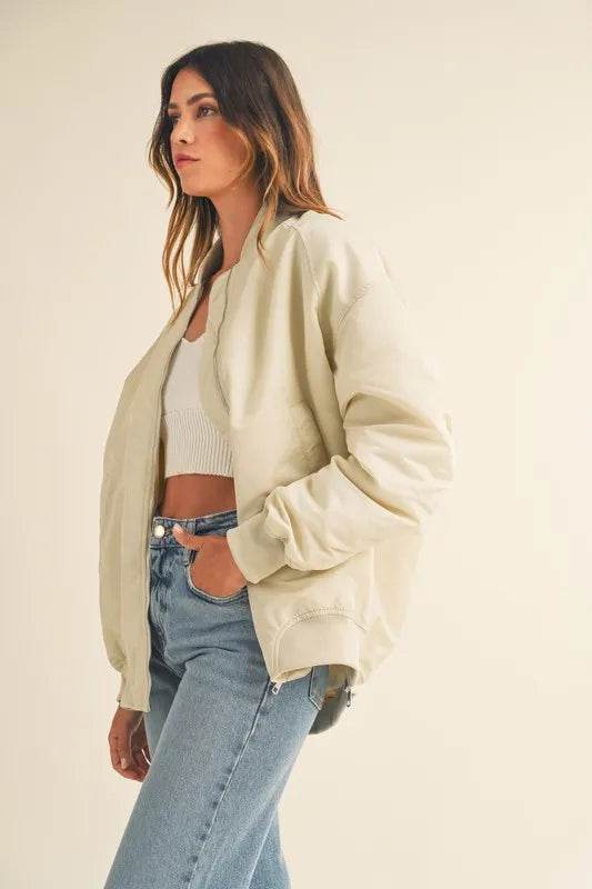MABLE Back Ruched Utiltiy Bomber Jacket - Shop Style & More | Fresh Looks, Everyday Deals & Free Shipping