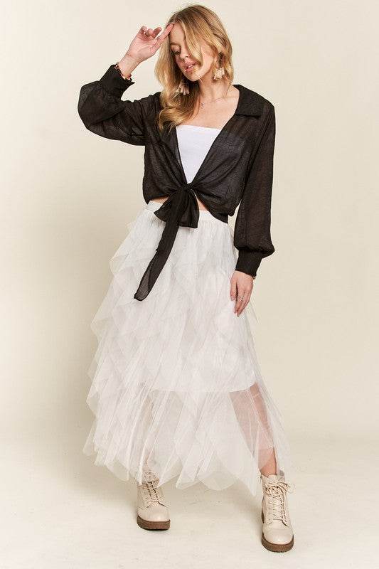 ADORA Ruffled Elastic Waist Midi Skirt - Shop Style & More | Fresh Looks, Everyday Deals & Free Shipping