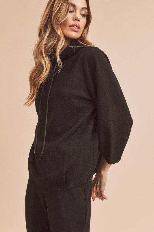 Aemi + Co Lightweight Drawstring Mock Neck Sweatshirt - Shop Style & More | Fresh Looks, Everyday Deals & Free Shipping