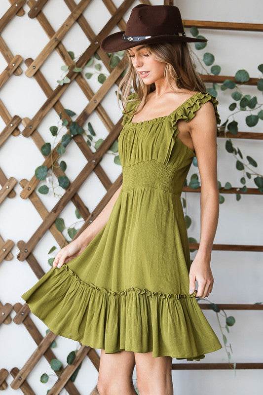 Ruched waist ruffled sleeveless dress - Shop Style & More | Fresh Looks, Everyday Deals & Free Shipping