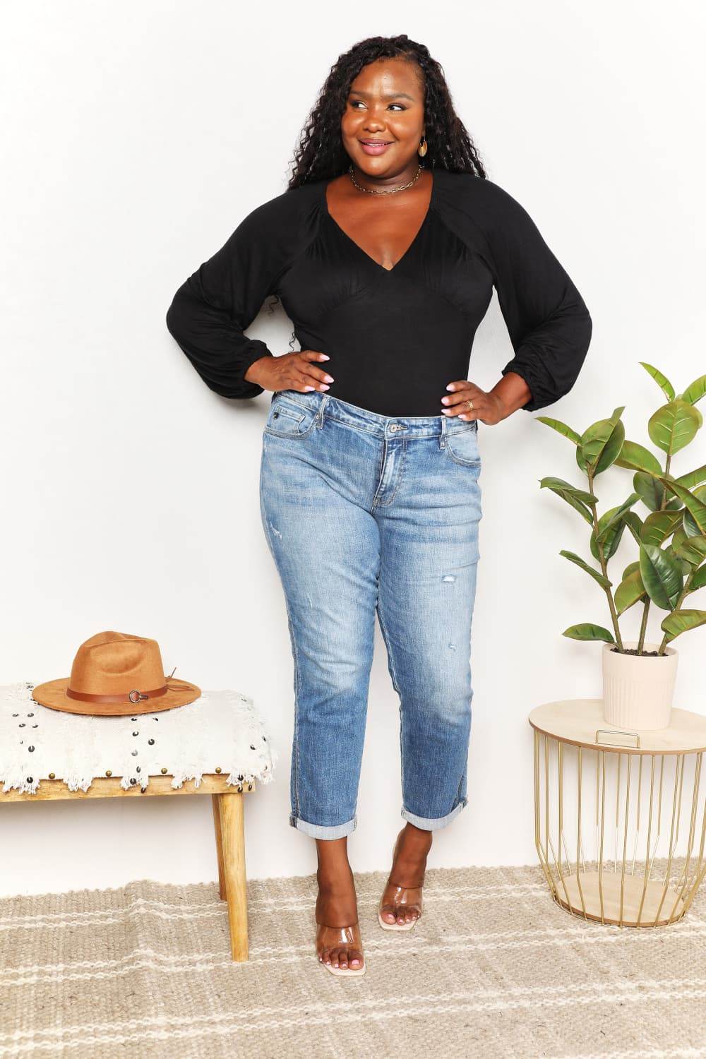 Culture Code Full Size V- Neck Bodysuit - Shop Style & More | Fresh Looks, Everyday Deals & Free Shipping
