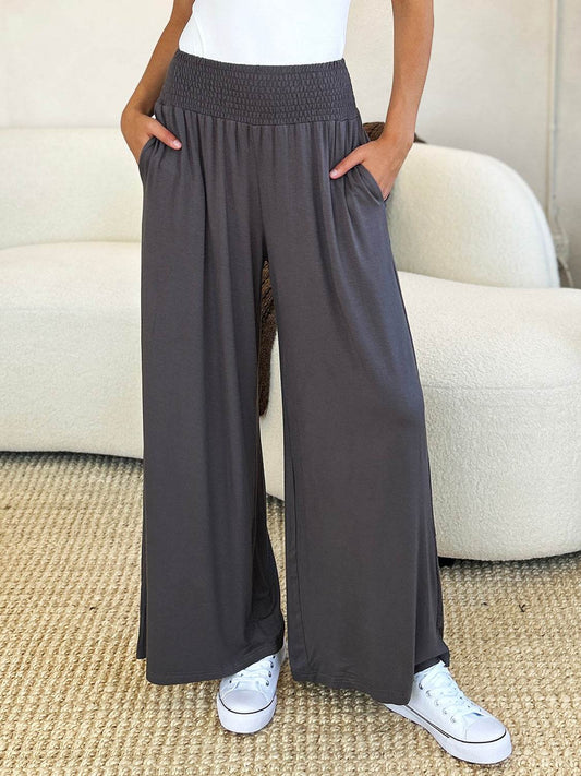 Basic Bae Full Size Smocked Wide Waistband Wide Leg Pants - Shop Style & More | Fresh Looks, Everyday Deals & Free Shipping