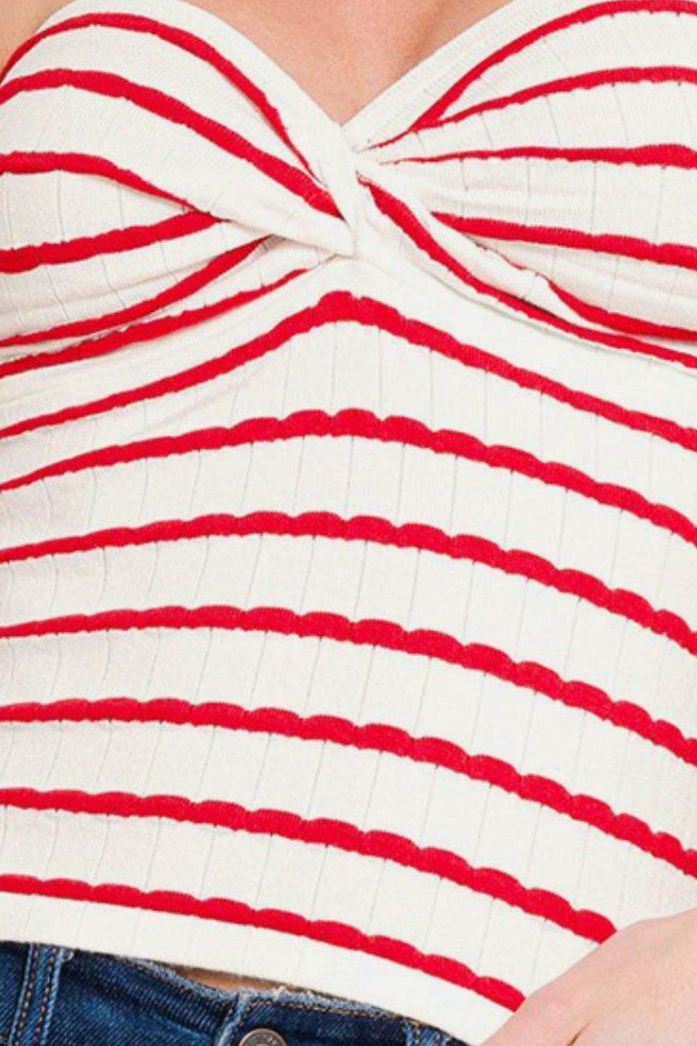 Zenana Twisted Sweetheart Neck Striped Tube Top - Shop Style & More | Fresh Looks, Everyday Deals & Free Shipping