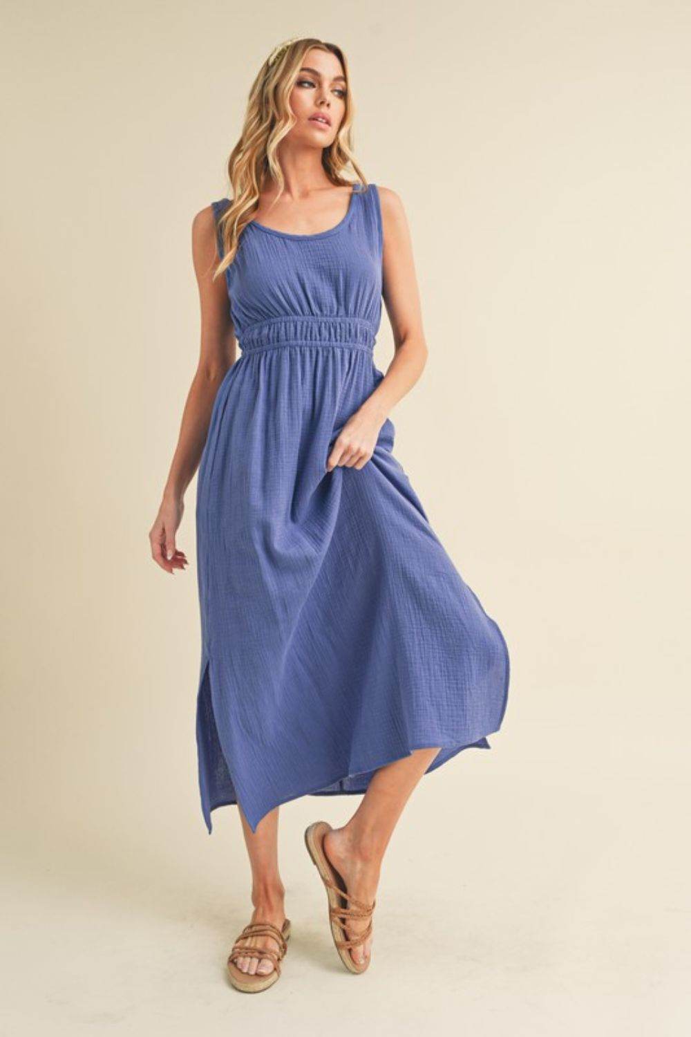 Aemi + Co Side Slit Round Neck Sleeveless Tank Dress - Shop Style & More | Fresh Looks, Everyday Deals & Free Shipping