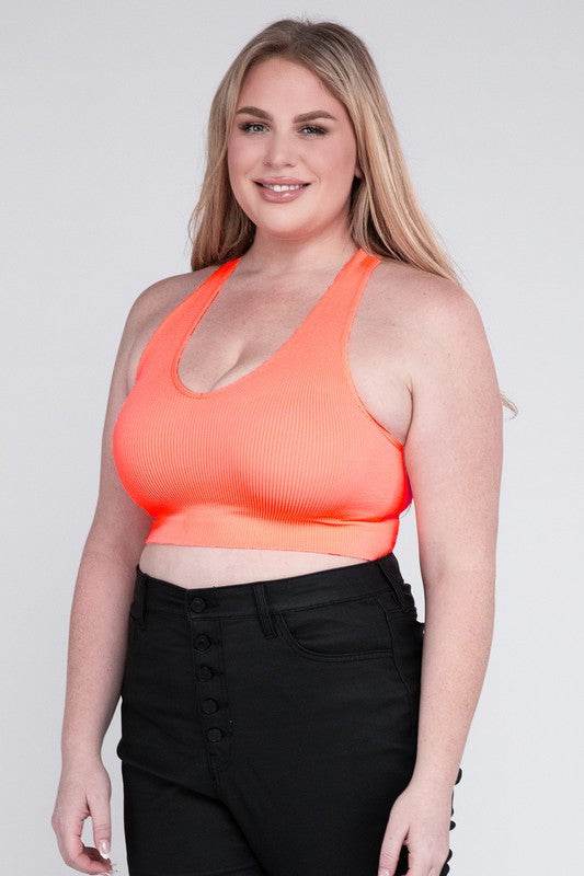 Plus Ribbed Cropped Racerback Tank Top - Shop Style & More | Fresh Looks, Everyday Deals & Free Shipping