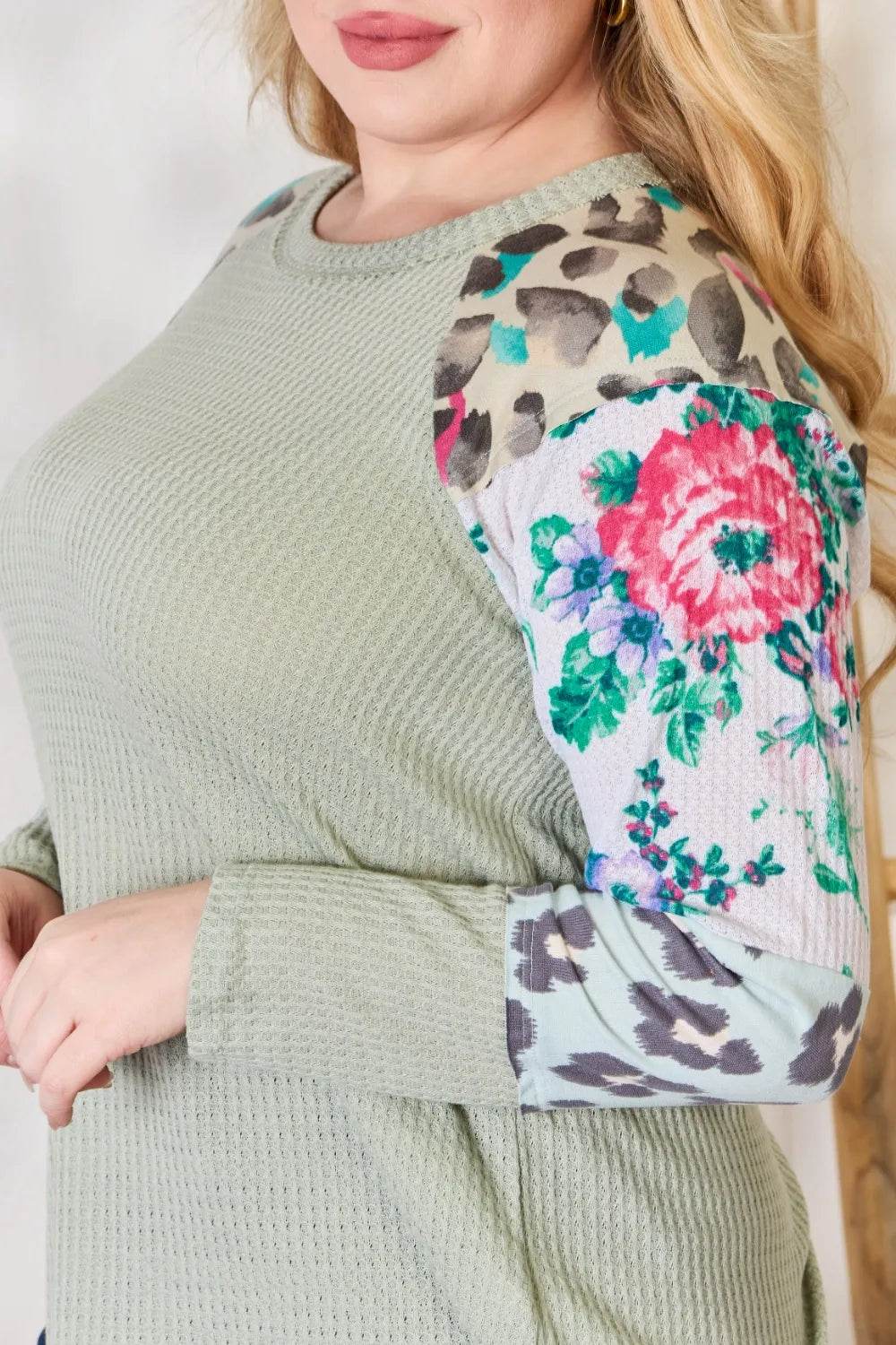 Hailey & Co Full Size Printed Round Neck Blouse - Shop Style & More | Fresh Looks, Everyday Deals & Free Shipping