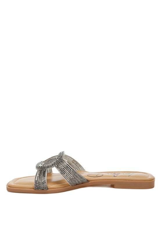 Minople Rhinestones Embellished Flat Sandals - Shop Style & More | Fresh Looks, Everyday Deals & Free Shipping