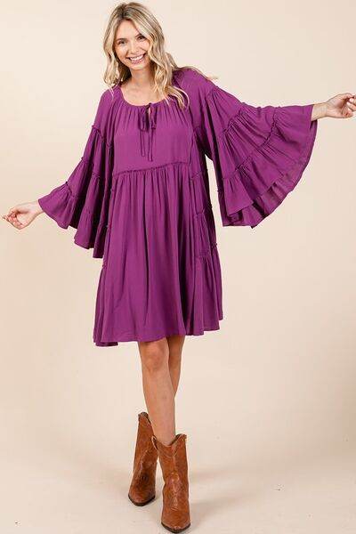 Mittoshop Frill Tie Neck Bell Sleeve Dress - Shop Style & More | Fresh Looks, Everyday Deals & Free Shipping