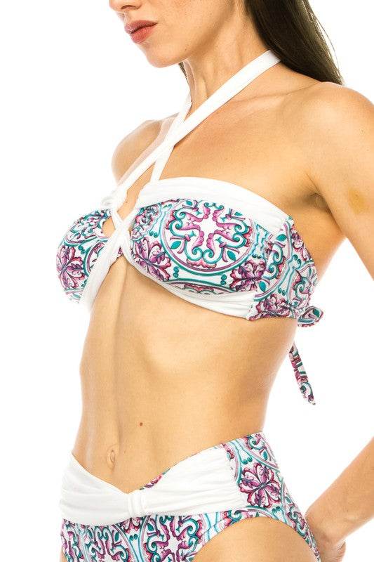 TWO PIECE FLORAL PRINTS CRISS CROSS HALTER BIKINI - Shop Style & More | Fresh Looks, Everyday Deals & Free Shipping