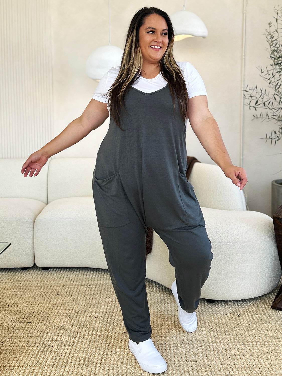 Double Take Full Size Sleeveless V-Neck Pocketed Jumpsuit - Shop Style & More | Fresh Looks, Everyday Deals & Free Shipping
