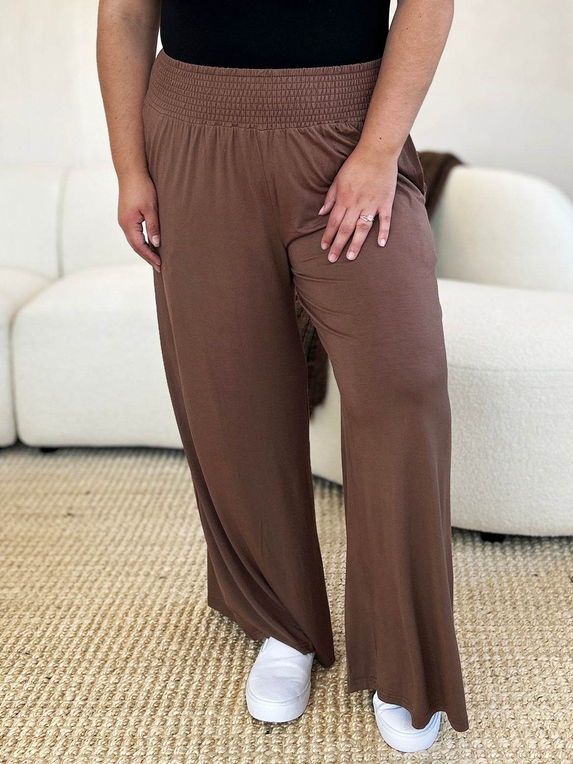 Basic Bae Full Size Smocked Wide Waistband Wide Leg Pants - Shop Style & More | Fresh Looks, Everyday Deals & Free Shipping