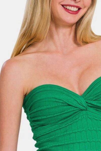 Zenana Ruched Twisted Sweetheart Neck Top - Shop Style & More | Fresh Looks, Everyday Deals & Free Shipping