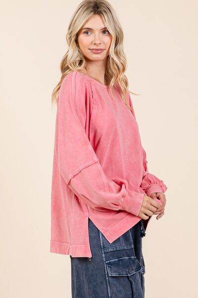 Mittoshop Mineral Wash Raglan Long Sleeve Oversized Top - Shop Style & More | Fresh Looks, Everyday Deals & Free Shipping