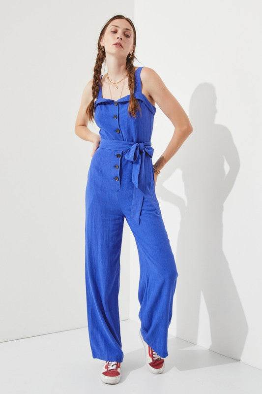 PLUS SLEEVELESS ADJUSTABLE STRAP BUTTON JUMPSUIT - Shop Style & More | Fresh Looks, Everyday Deals & Free Shipping